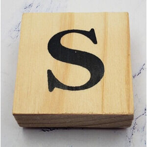 Standard Font S 2X2 Inch Wood Mounted Rubber Stamp